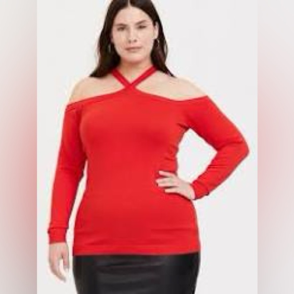 Torrid 3X Pullover Cross Neck Cold Shoulder Sweater